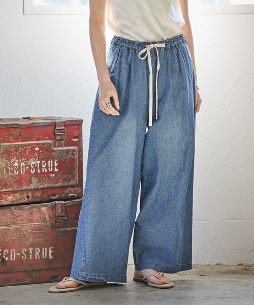 GEORGE'S(ジョージズ)の「デニムイージーパンツ(デニムパンツ・レディース・ピンク/ブルー/ネイビー・SMALL/MEDIUM)」の9枚目の写真