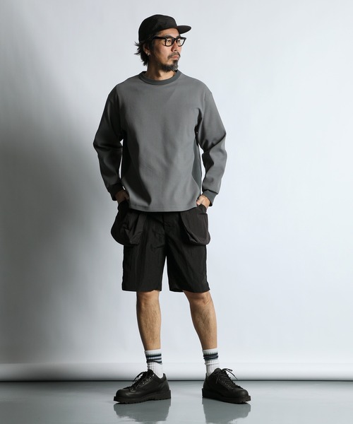 The DUFFER of ST.GEORGE（ザダファーオブセントジョージ）の「QUICK DRY WAFFLE LONG SLEEVE TEE：吸水速乾 ワッフルTシャツ / サーマル ロンT / テックウェア / アウトドアトップス（Tシャツ/カットソー・メンズ・ブラック/グレー・MEDIUM/X-LARGE/LARGE）」の6枚目の写真