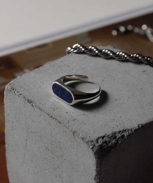 MAISON CLUB(メゾンクラブ)の「【MAISON CLUB】Oval Stone Ring Silver925 KUN(リング・メンズ・ホワイト/ブラウン/グリーン/ターコイズブルー/ネイビー/ブラック・12)」の5枚目の写真