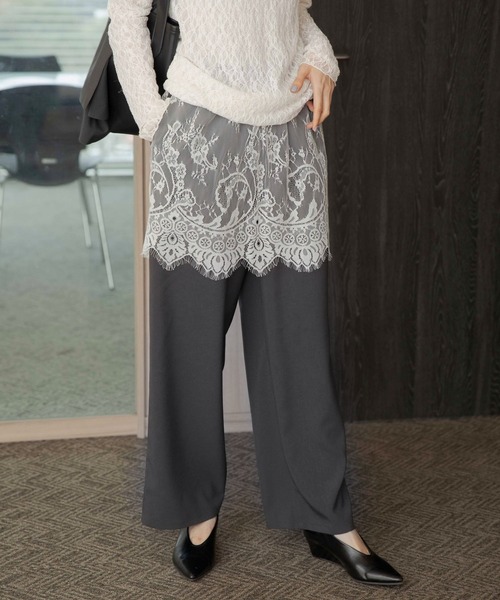 LEPSIM(レプシィム)の「《オフィスライン》レースレイヤードパンツ 637923(その他パンツ・レディース・ベージュ/チャコールグレー・FREE)」の3枚目の写真