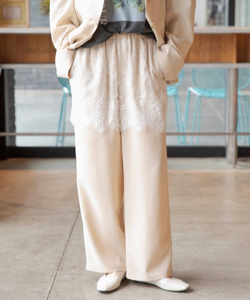 LEPSIM(レプシィム)の「《オフィスライン》レースレイヤードパンツ 637923(その他パンツ・レディース・ベージュ/チャコールグレー・FREE)」の9枚目の写真