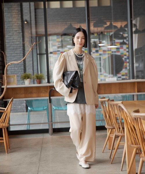 LEPSIM(レプシィム)の「《オフィスライン》レースレイヤードパンツ 637923(その他パンツ・レディース・ベージュ/チャコールグレー・FREE)」の12枚目の写真