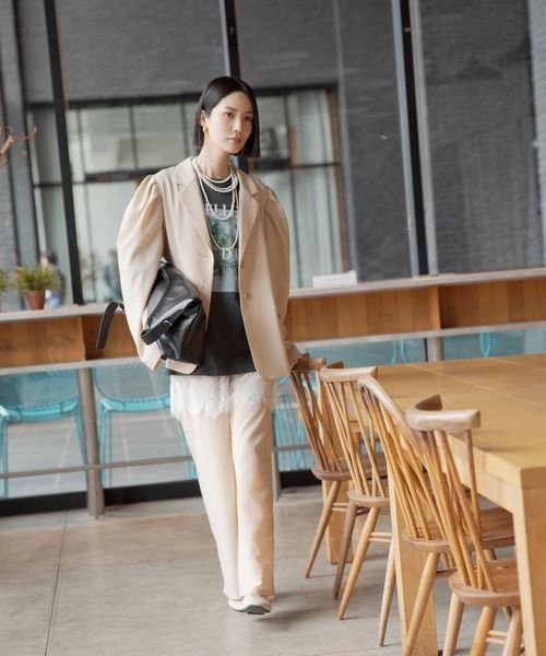 LEPSIM(レプシィム)の「《オフィスライン》レースレイヤードパンツ 637923(その他パンツ・レディース・ベージュ/チャコールグレー・FREE)」の13枚目の写真