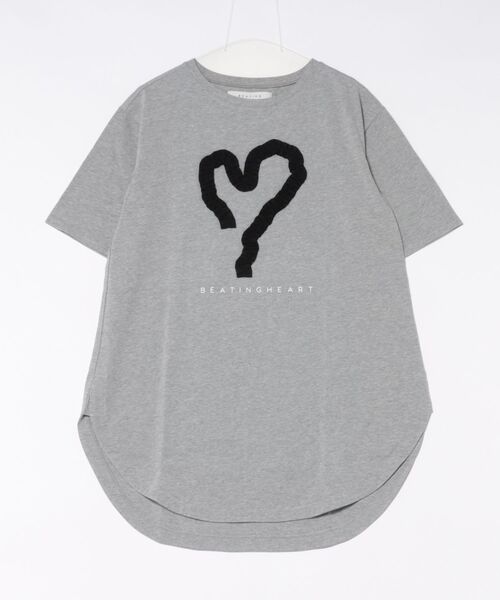 BEATING HEART（ビーティングハート）の「【S】【it】【BEATING HEART】ハートモチーフ T（Tシャツ/カットソー・レディース・ホワイト/グレー・1）」の2枚目の写真