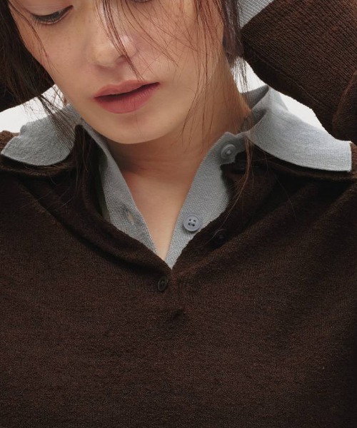 TODAYFUL（トゥデイフル）の「Layered Polo Knit 12610508（ニット/セーター・レディース・ブラウン/グレー/オフホワイト・FREE）」の6枚目の写真