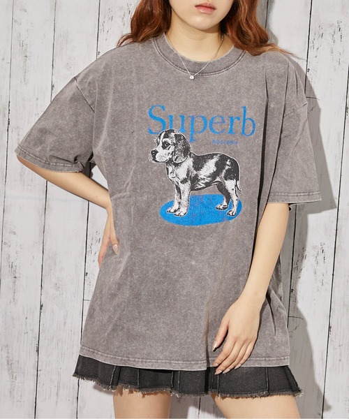 GORGE(ゴージ)の「《ピグメント・ドッグ》Tシャツ/カジュアル×ストリート/春夏/全3色(Tシャツ/カットソー・レディース・スミクロ/ピンク/グレー・F)」の1枚目の写真