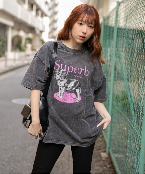 GORGE(ゴージ)の「《ピグメント・ドッグ》Tシャツ/カジュアル×ストリート/春夏/全3色(Tシャツ/カットソー・レディース・スミクロ/ピンク/グレー・F)」の4枚目の写真