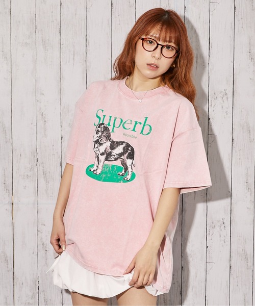 GORGE(ゴージ)の「《ピグメント・ドッグ》Tシャツ/カジュアル×ストリート/春夏/全3色(Tシャツ/カットソー・レディース・スミクロ/ピンク/グレー・F)」の10枚目の写真