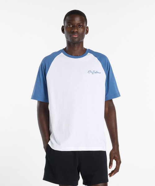 NEW BALANCE(ニューバランス)の「ラグランTシャツ(Tシャツ/カットソー・メンズ・ホワイト×イエロー/ホワイト×ブルー/ホワイト×ブラック・XX-LARGE/X-LARGE/LARGE/MEDIUM/SMALL)」の2枚目の写真