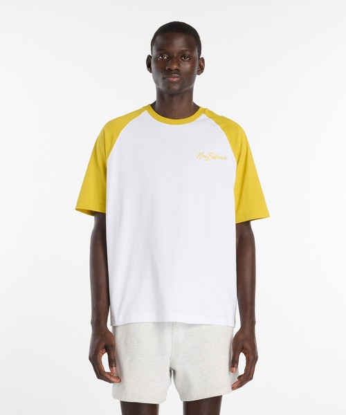 NEW BALANCE(ニューバランス)の「ラグランTシャツ(Tシャツ/カットソー・メンズ・ホワイト×イエロー/ホワイト×ブルー/ホワイト×ブラック・XX-LARGE/X-LARGE/LARGE/MEDIUM/SMALL)」の3枚目の写真