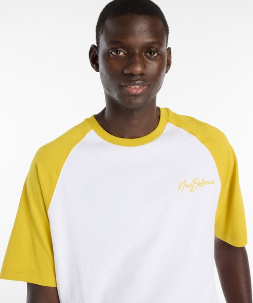 NEW BALANCE(ニューバランス)の「ラグランTシャツ(Tシャツ/カットソー・メンズ・ホワイト×イエロー/ホワイト×ブルー/ホワイト×ブラック・XX-LARGE/X-LARGE/LARGE/MEDIUM/SMALL)」の9枚目の写真