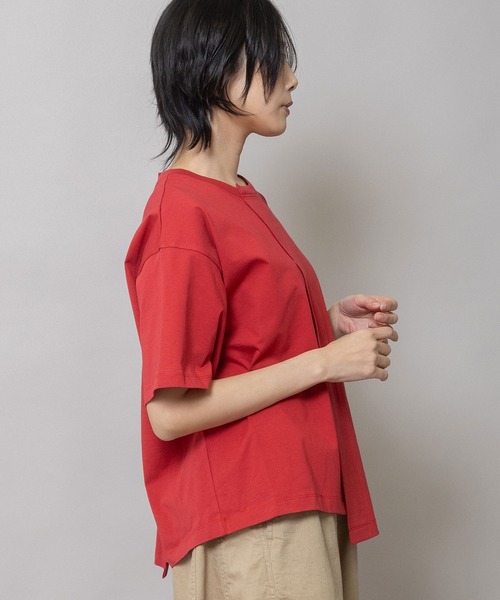 Munich(ミューニック)の「コットンジャージダブルベントTシャツ(Tシャツ/カットソー・レディース・ホワイト/ライトベージュ/レッド/ブラウン・FREE)」の12枚目の写真