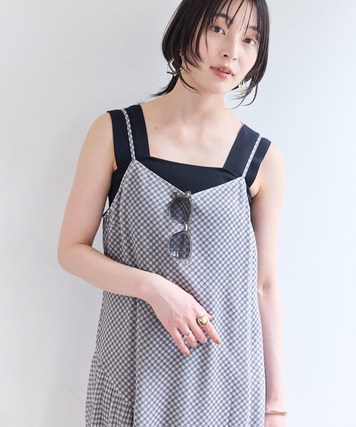 VIS（ビス）の「シアーチェックキャミワンピース（ワンピース・レディース・ベージュ系その他/ブラック系その他・FREE）」の12枚目の写真