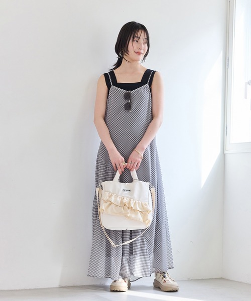 VIS（ビス）の「シアーチェックキャミワンピース（ワンピース・レディース・ベージュ系その他/ブラック系その他・FREE）」の15枚目の写真