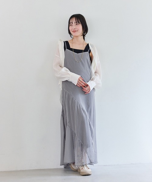 VIS（ビス）の「シアーチェックキャミワンピース（ワンピース・レディース・ベージュ系その他/ブラック系その他・FREE）」の16枚目の写真