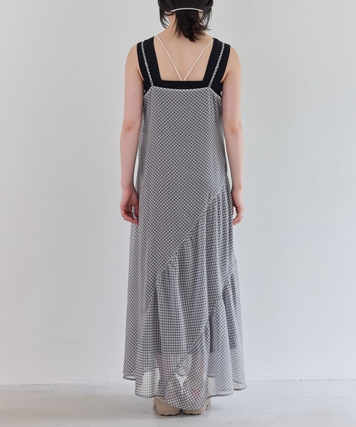 VIS（ビス）の「シアーチェックキャミワンピース（ワンピース・レディース・ベージュ系その他/ブラック系その他・FREE）」の8枚目の写真