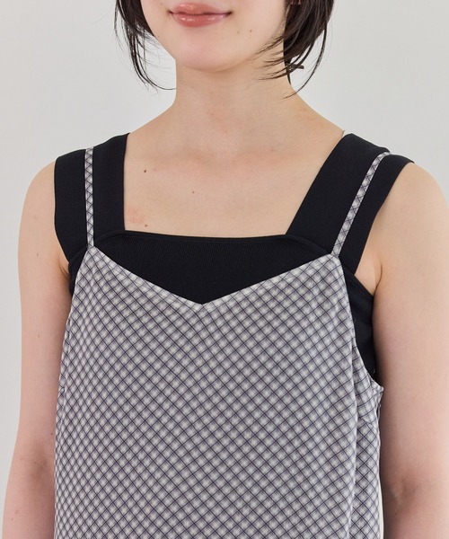 VIS（ビス）の「シアーチェックキャミワンピース（ワンピース・レディース・ベージュ系その他/ブラック系その他・FREE）」の9枚目の写真