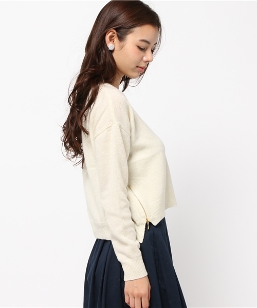 LIMITLESS LUXURY（リミットレスラグジュアリー）の「ZIPニットプルオーバー◆（ニット/セーター・レディース・イエロー/ホワイト/グレー・FREE）」の5枚目の写真