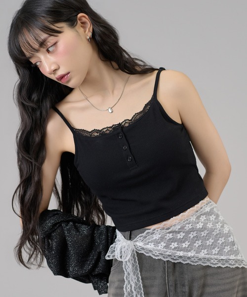 apres jour mignon（アプレジュールミニョン）の「カップ付きヘンリーキャミ（キャミソール・レディース・オフホワイト/杢グレー/ブラック/ホワイト系その他2/グレー/ホワイト系その他/グリーン系その他・LARGE/MEDIUM/SMALL）」の11枚目の写真