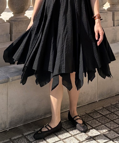 JENNE(ジェンヌ)の「サッカー生地サマーワンピース(日本製綿生地)(ワンピース・レディース・レッド/ブラック・SMALL/MEDIUM/LARGE)」の7枚目の写真