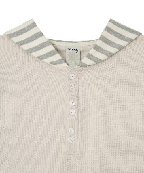 DANDEL（ダンデル）の「DD stripe layered hooded long sleeve (DUST CREAM)（パーカー・レディース・その他・1/2）」の2枚目の写真