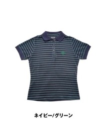 DOCUS（ドゥーカス）の「DOCUS（ドゥーカス） レディース ボーダー 半袖ポロシャツ バックサークルロゴプリント ゴルフウェア（ゴルフグッズ）」