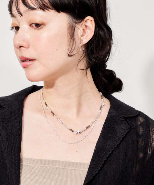 FREAK'S STORE(フリークスストア)の「2WAY ビーズ チェーンネックレス(ネックレス・レディース・グレー/ブラウン・ONE SIZE)」の3枚目の写真