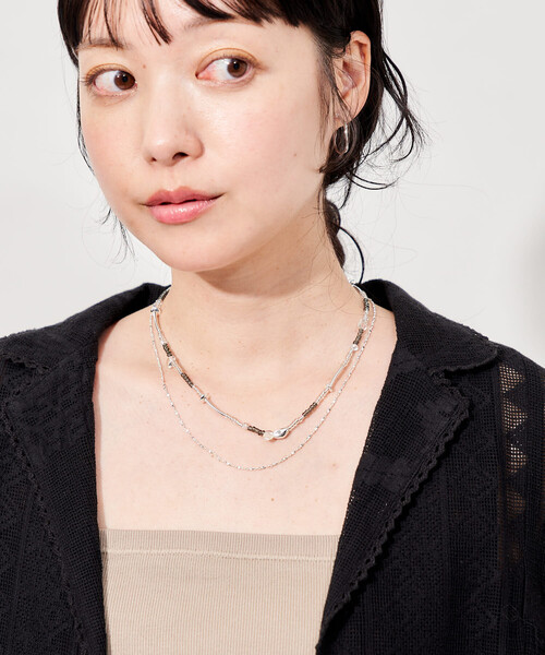 FREAK'S STORE(フリークスストア)の「2WAY ビーズ チェーンネックレス(ネックレス・レディース・グレー/ブラウン・ONE SIZE)」の4枚目の写真