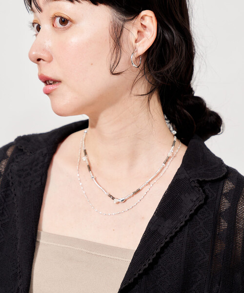 FREAK'S STORE(フリークスストア)の「2WAY ビーズ チェーンネックレス(ネックレス・レディース・グレー/ブラウン・ONE SIZE)」の5枚目の写真