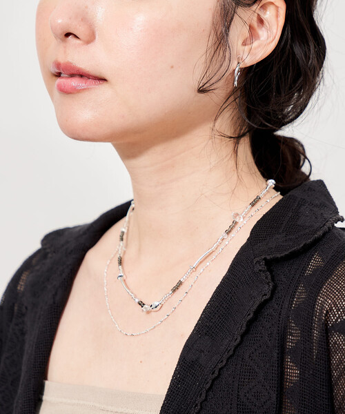 FREAK'S STORE(フリークスストア)の「2WAY ビーズ チェーンネックレス(ネックレス・レディース・グレー/ブラウン・ONE SIZE)」の6枚目の写真