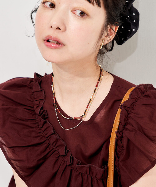 FREAK'S STORE(フリークスストア)の「2WAY ビーズ チェーンネックレス(ネックレス・レディース・グレー/ブラウン・ONE SIZE)」の8枚目の写真