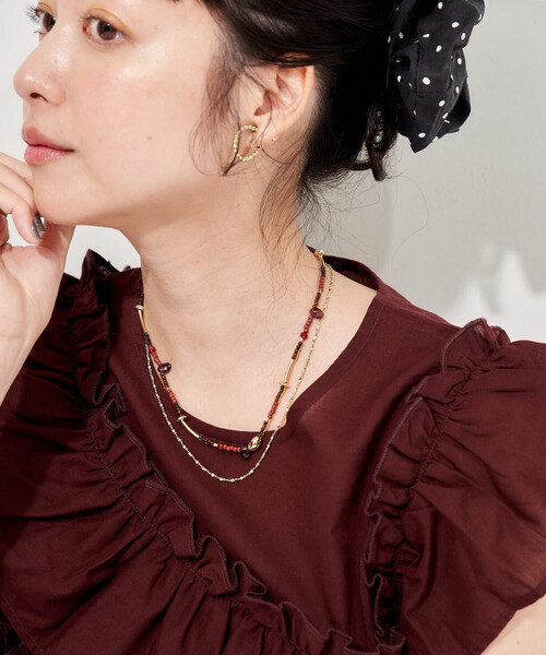 FREAK'S STORE(フリークスストア)の「2WAY ビーズ チェーンネックレス(ネックレス・レディース・グレー/ブラウン・ONE SIZE)」の10枚目の写真