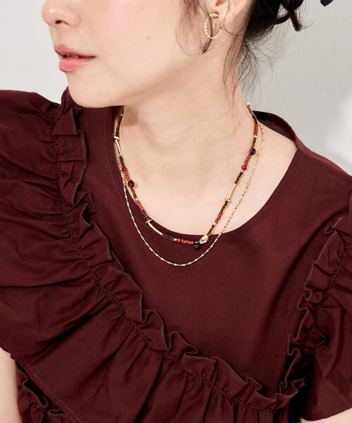 FREAK'S STORE(フリークスストア)の「2WAY ビーズ チェーンネックレス(ネックレス・レディース・グレー/ブラウン・ONE SIZE)」の11枚目の写真