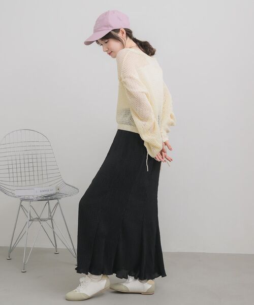 RETRO GIRL(レトロガール)の「袖シャーリングメッシュニット(ニット/セーター・レディース・ナチュラル/ブルー/ピンク・FREE)」の11枚目の写真