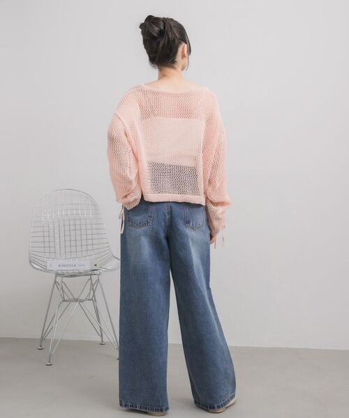 RETRO GIRL(レトロガール)の「袖シャーリングメッシュニット(ニット/セーター・レディース・ナチュラル/ブルー/ピンク・FREE)」の18枚目の写真