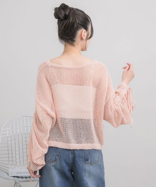 RETRO GIRL(レトロガール)の「袖シャーリングメッシュニット(ニット/セーター・レディース・ナチュラル/ブルー/ピンク・FREE)」の22枚目の写真