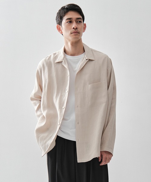 【値下げ】MARKAWARE / COMFORT FIT SHIRT（21AW） MARKAWARE/マーカウェア】COMFORT FIT OPEN COLLAR SHIRT/ヘンプ細布