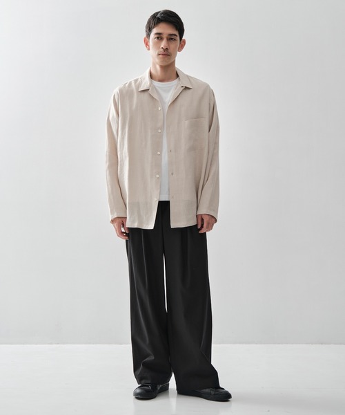 MARKAWARE/マーカウェア】COMFORT FIT OPEN COLLAR SHIRT/ヘンプ細布