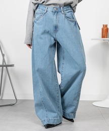 LARU（ラルー）の「ミドルウエスト ルーズワイドパンツ（デニムパンツ）」