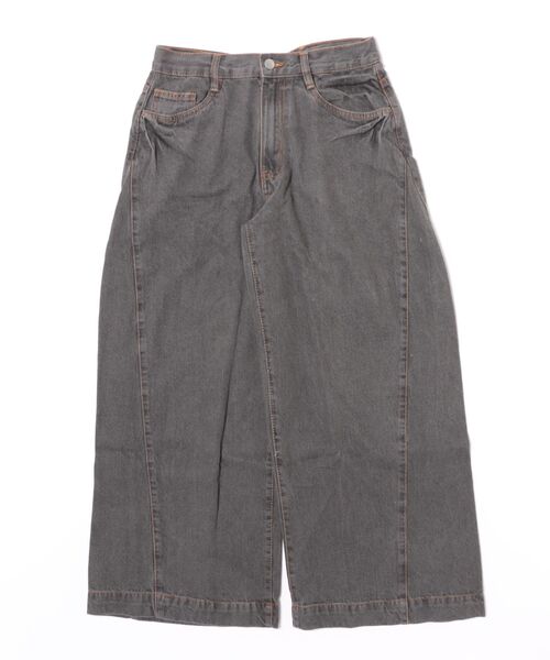 LARU（ラルー）の「ミドルウエスト ルーズワイドパンツ（デニムパンツ・レディース・ブルー/ブルー系その他/ネイビー/ライトブルー/グレー系その他・M/L）」の6枚目の写真