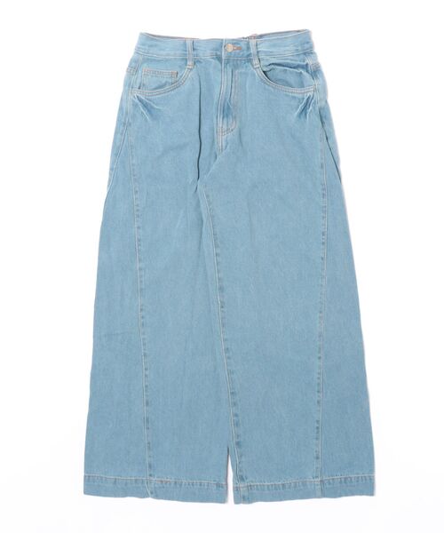 LARU（ラルー）の「ミドルウエスト ルーズワイドパンツ（デニムパンツ・レディース・ブルー/ブルー系その他/ネイビー/ライトブルー/グレー系その他・M/L）」の7枚目の写真
