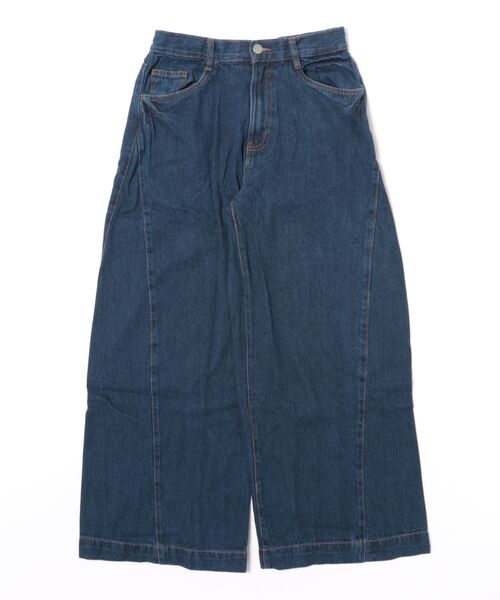 LARU（ラルー）の「ミドルウエスト ルーズワイドパンツ（デニムパンツ・レディース・ブルー/ブルー系その他/ネイビー/ライトブルー/グレー系その他・M/L）」の12枚目の写真