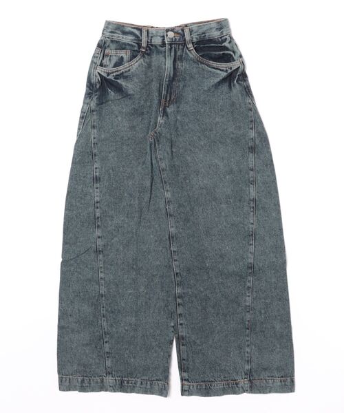 LARU（ラルー）の「ミドルウエスト ルーズワイドパンツ（デニムパンツ・レディース・ブルー/ブルー系その他/ネイビー/ライトブルー/グレー系その他・M/L）」の14枚目の写真