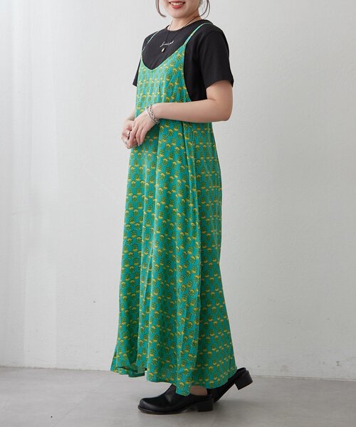 Another Branch olive des olive（アナザーブランチオリーブデオリーブ）の「【India series】アソート柄キャミワンピ（ワンピース・レディース・グレー/ブラック/グリーン/ネイビー/マスタード・FREE）」の6枚目の写真
