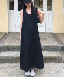 バックスリットデニムノースーリブワンピース