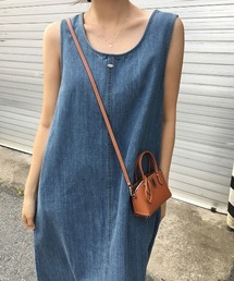 バックスリットデニムノースーリブワンピース