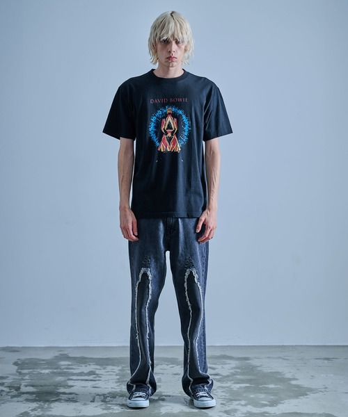 ＪＵＧＬＡＮＳ（ユグランス）の「David Bowie デヴィッドボウイ 半袖 プリント アーティスト Tシャツ ブラック（Tシャツ/カットソー・メンズ・ブラック・M/L/XL）」の11枚目の写真