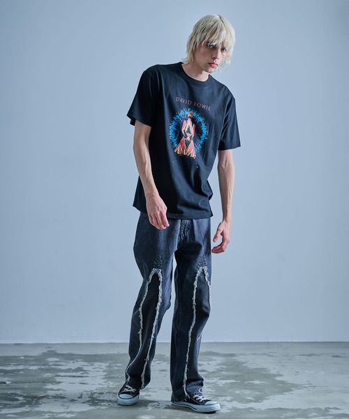 ＪＵＧＬＡＮＳ（ユグランス）の「David Bowie デヴィッドボウイ 半袖 プリント アーティスト Tシャツ ブラック（Tシャツ/カットソー・メンズ・ブラック・M/L/XL）」の12枚目の写真