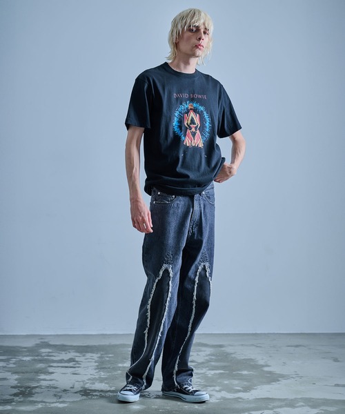 ＪＵＧＬＡＮＳ（ユグランス）の「David Bowie デヴィッドボウイ 半袖 プリント アーティスト Tシャツ ブラック（Tシャツ/カットソー・メンズ・ブラック・M/L/XL）」の13枚目の写真
