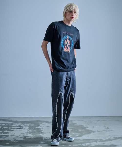 ＪＵＧＬＡＮＳ（ユグランス）の「David Bowie デヴィッドボウイ 半袖 プリント アーティスト Tシャツ ブラック（Tシャツ/カットソー・メンズ・ブラック・M/L/XL）」の14枚目の写真